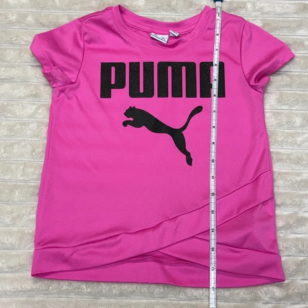 Puma: Lot of (2) Girls Short Sleeve T-Shirts, Pink & Gray Logo, Size XS (5/6)